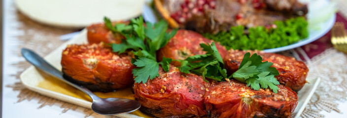 Fried restaurant food, service industry concept