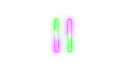 Neon icon pause symbol green purple color transparent background