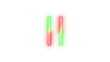 Neon icon pause symbol green red color transparent background