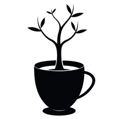 


     A black cup with a tree growing vector illustration.

