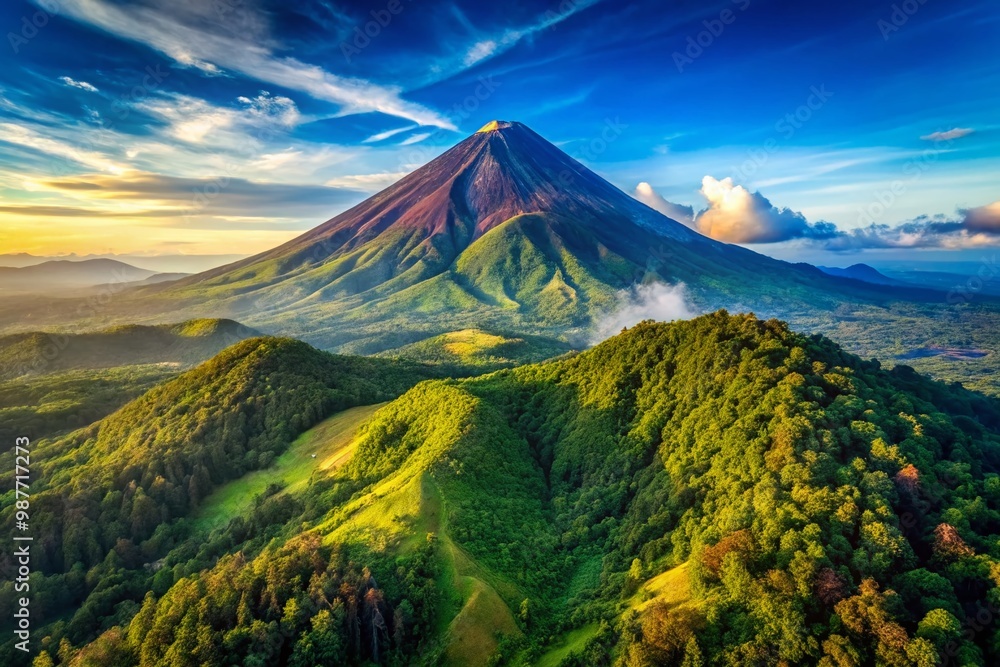 Wall mural Majestic Xinantecatl Volcano Surrounded by Lush Greenery and Clear Blue Skies in Mexico's Landscape