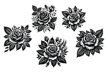 Rose silhouette vector illustrations