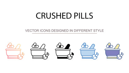 Crushed Pills icon design with white background stock illustration
