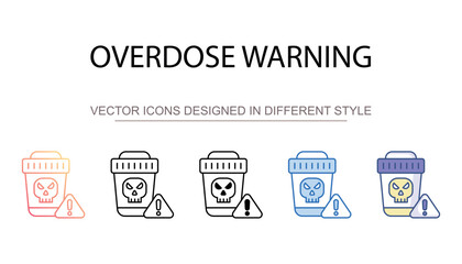 Overdose Warning icon design with white background stock illustration