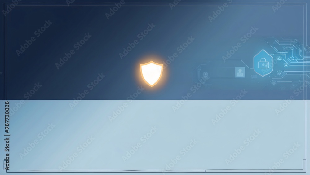 Poster digital security shield and technology background