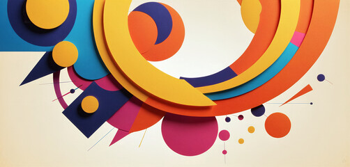 Illustrative depiction of an abstract geometric shape composed of colored surfaces of different colors