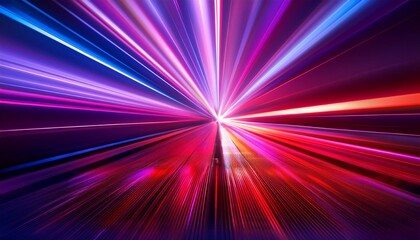 Vibrant Reflections- Colorful Light Beams Transitioning from Red to Purple