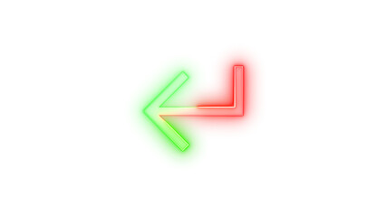 Neon icon return key symbol green red color transparent background