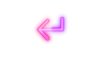 Neon icon return key symbol pink purple color transparent background
