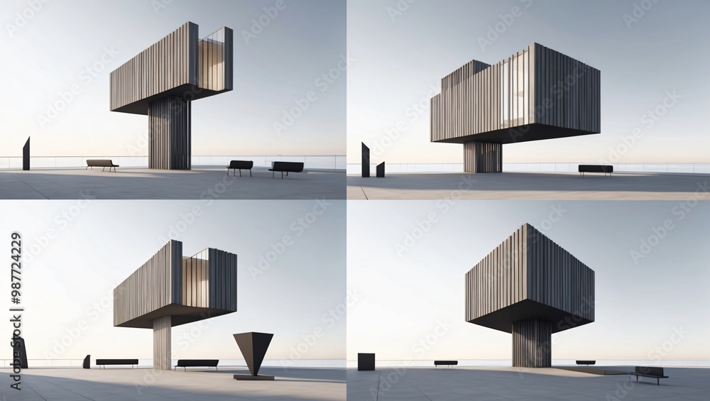 Poster modern architectural design with unique structure