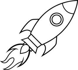 Exciting Toy Rocket with Flames Vector Art for Kids Coloring Pages
