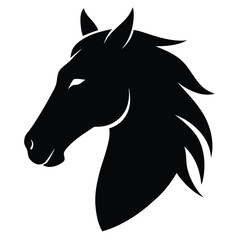 Horse Head Black Silhouette Vector.