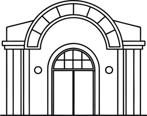 Kids Friendly Shopping Mall Arched Entrance Vector Art for Fun Activities
