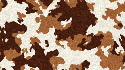 Rural Elegance: Intricate Seamless Cow Hide Pattern in Earthy Browns and Whites