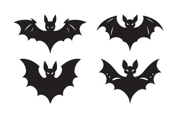 Set of Bat vector art silhouette illustration