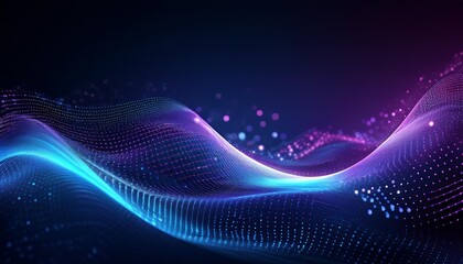 Dynamic Technology Waves- A Flow of Blue and Purple Dots Creating Depth and Movemen
