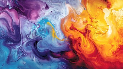 Abstract Swirling Paint Colors  Blue  Orange  Purple  White  Yellow  Background  Texture