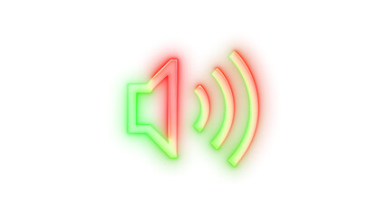 Neon icon volume symbol green red color transparent background