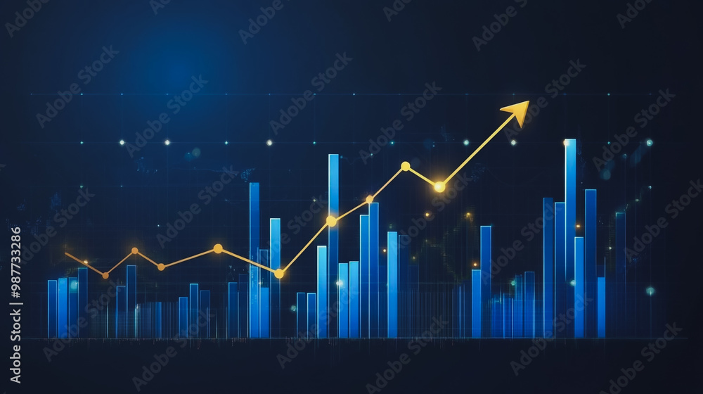 Canvas Prints abstract black background with colorful charts and graphs with statistics to innovative analyze busi