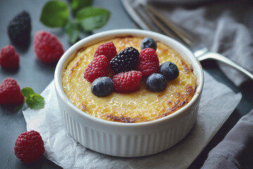 creme brulee with berries