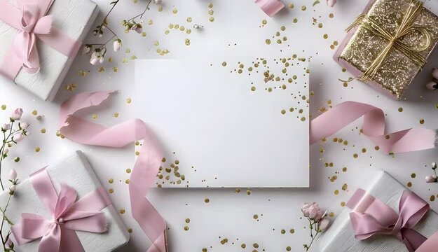 Birthday/wedding card mockup on white table.