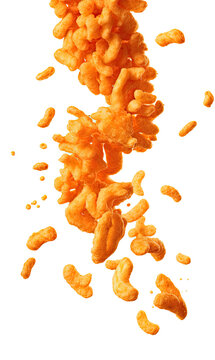 falling cheetos isolated on white