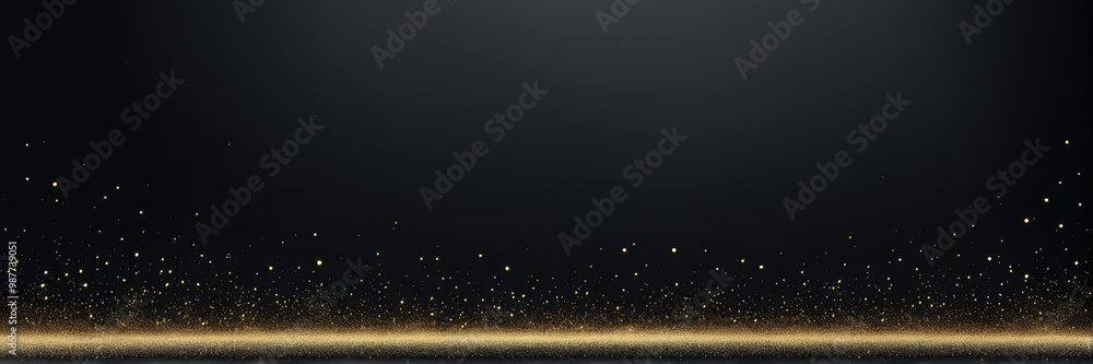 Poster a dark background with a shimmering gold dust effect at the bottom.