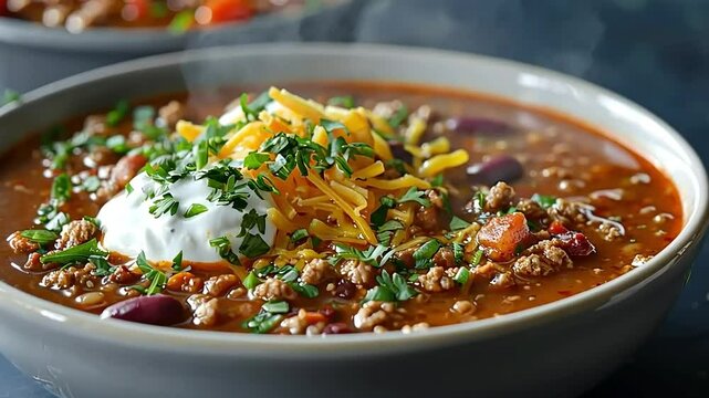 Homemade Chili with Toppings