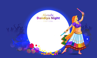 Background for Navratri Dandiya Night. Dance festival template design.