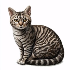 Fototapeta premium Illustration of Egyptian Mau Cat on White Background