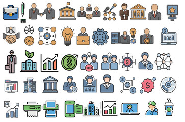Business line art icons