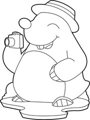 Mole Photographer Camera Animal Vector Graphic Art Illustration