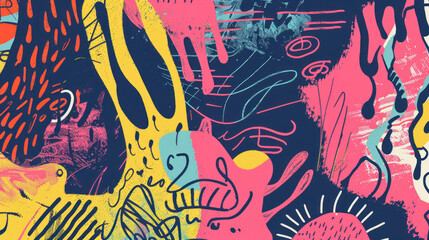 A whimsical, hand-drawn banner with playful doodles and sketches, featuring unique typography and irregular lines, creating a fun, artistic vibe for creative brands or events