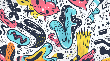 A whimsical, hand-drawn banner with playful doodles and sketches, featuring unique typography and irregular lines, creating a fun, artistic vibe for creative brands or events