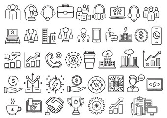 Business line art icons