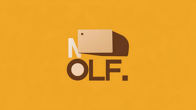 Minimalist brown and white  logo design with a box on top of the word "OLF"  for a modern brand identity. 
