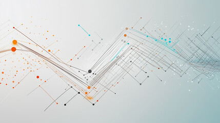 Abstract white background with Colorful geometric and circle lines. Digital future technology . Abstract business connection of lines from nodes innovation of communication in the network.