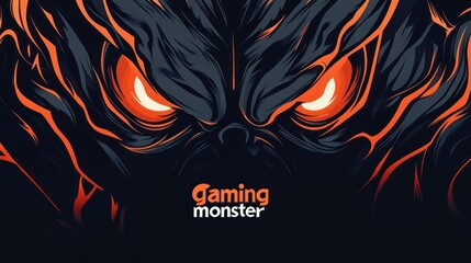 Illustration eyes monster gaming text ''gaming monster'' modern mascot design background wallpaper AI generated image