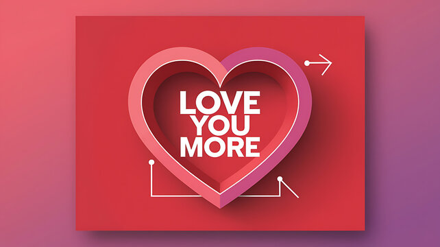 Red pink layered heart graphic Valentines Day love message design
