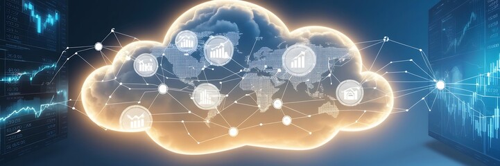 Futuristic business partnership concept. connection links IoT finance business blockchain security