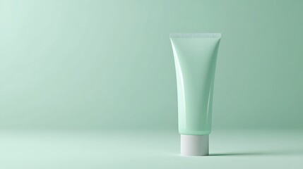 Mint Green Cosmetic Tube Mockup on Green Background