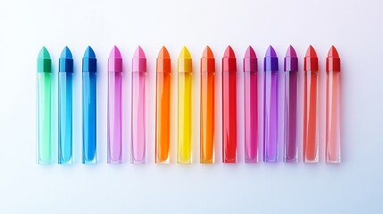 Colorful Glass Bottles with Liquids on White Background