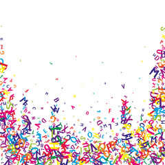 Scattered letters of latin alphabet. Colorful