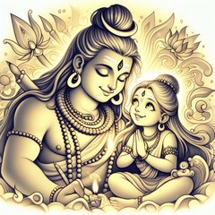 Lord Shiva and Mata Parvati in a serene devotional moment.