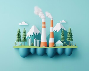 Fototapeta premium Modern geothermal energy plant extracting heat from underground, eco-friendly and renewable energy source