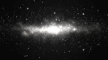 Obraz premium A Beautiful View of the Night Sky Filled with Stars and Galaxies, Glowing star trail in dark space exploration night.