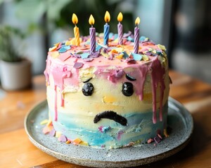 unhappy birthday cake with a creative design twist