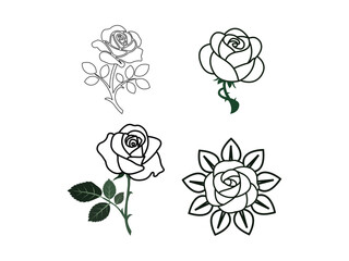 Fototapeta premium Elegant Rose Outline Vector Illustrations—Ideal for Logos and Invitations