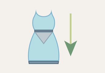 Vestido azul con flecha hacia abajo de bajar peso