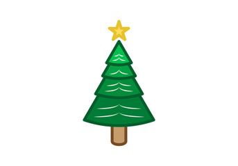 Árbol verde de navidad con estrella amarilla